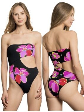 Maaji Bite Shark Reversible One Piece in Multicolor Bold Floral Swimsuit Small
